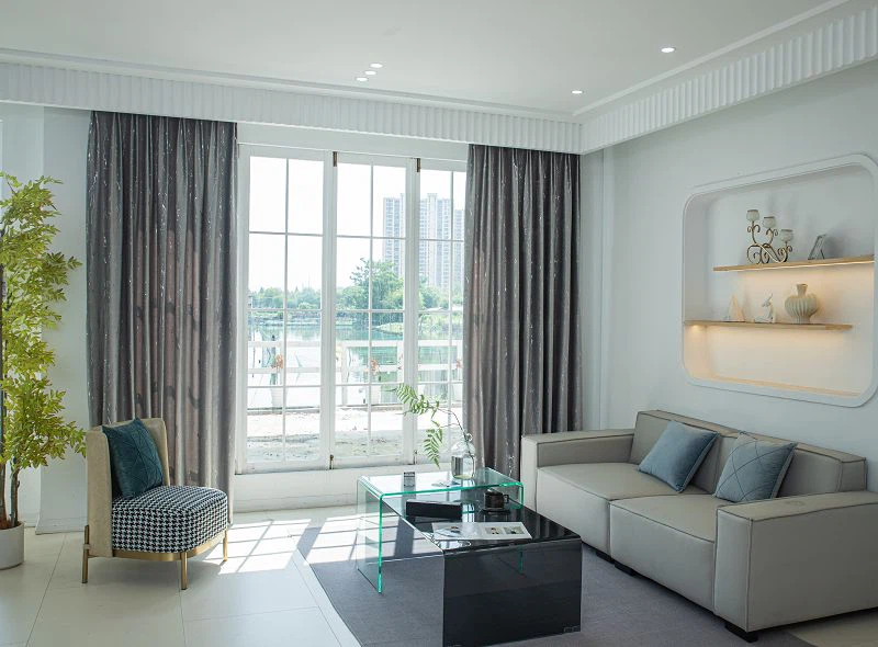 Cortina de veludo holandês com padrão relâmpago e folha de prata