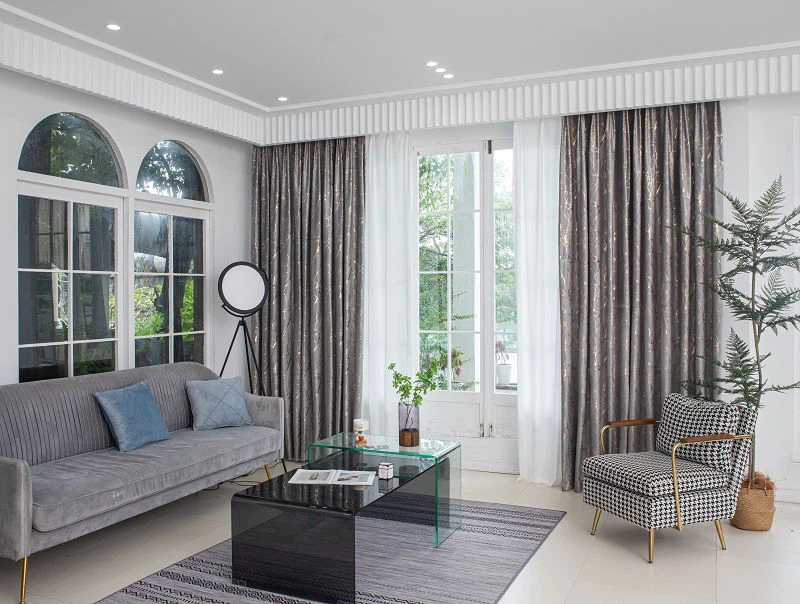 Cortina de veludo holandês com padrão de mármore e folha de ouro