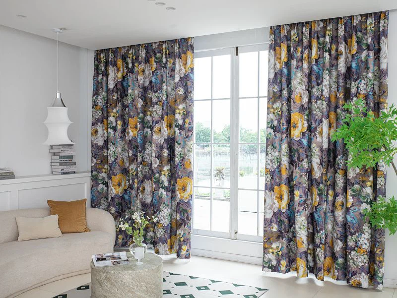 Tecido para cortina de linho painço com impressão de pintura a tinta