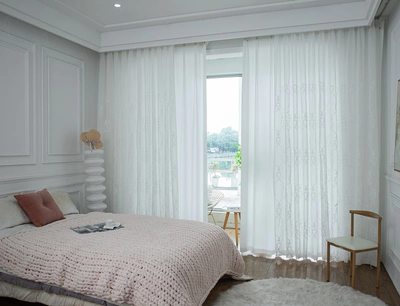 Tela de janela bordada com renda europeia anti-snag resistente ao sol