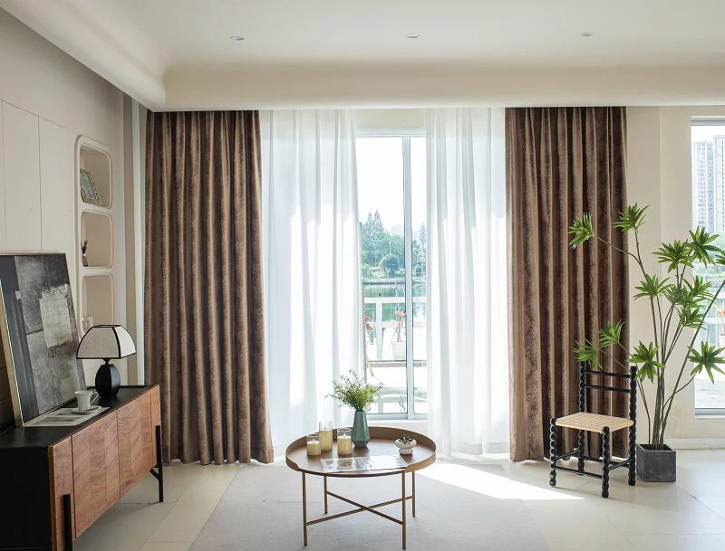 Cortina de veludo com padrão de mármore e laminação